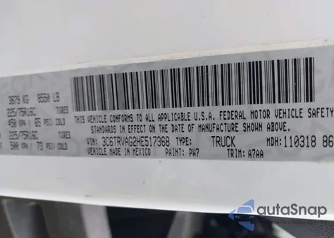 2017 Ram Promaster 1500 z USA, uszkodzony, nr VIN 3C6TRVAG2HE517368